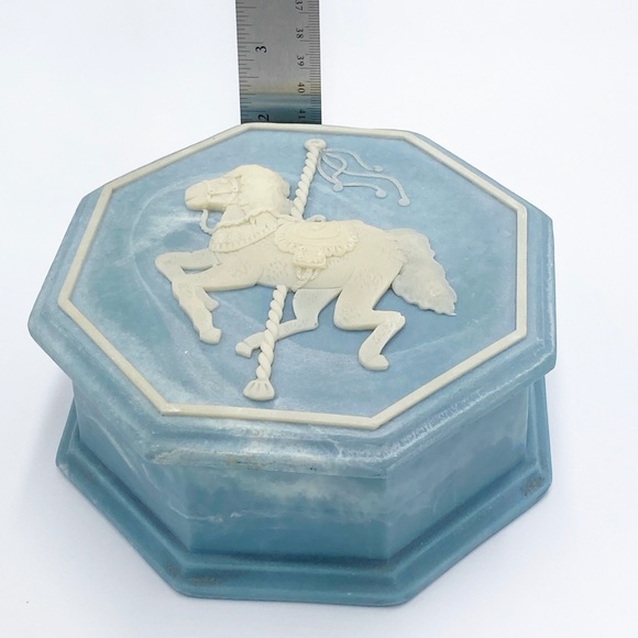 Carousel Horse Blue Soapstone Trinket Box by Design Gifts International Inc. - Picture 9 of 10